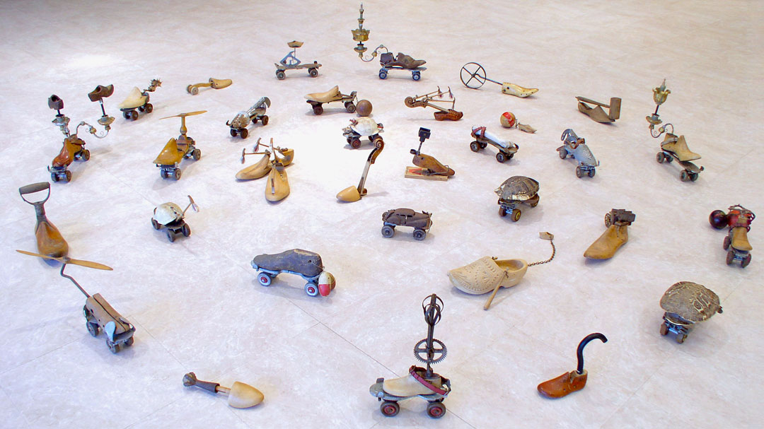 roller skates, shoes, assemblage